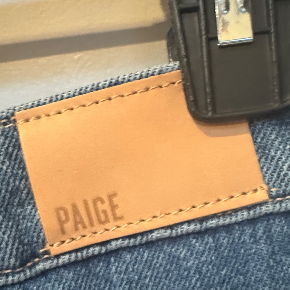 PAIGE Portia Wide-Leg Flare Jeans with Dark Blue Side Stripe - Blue - Picture 10 of 12
